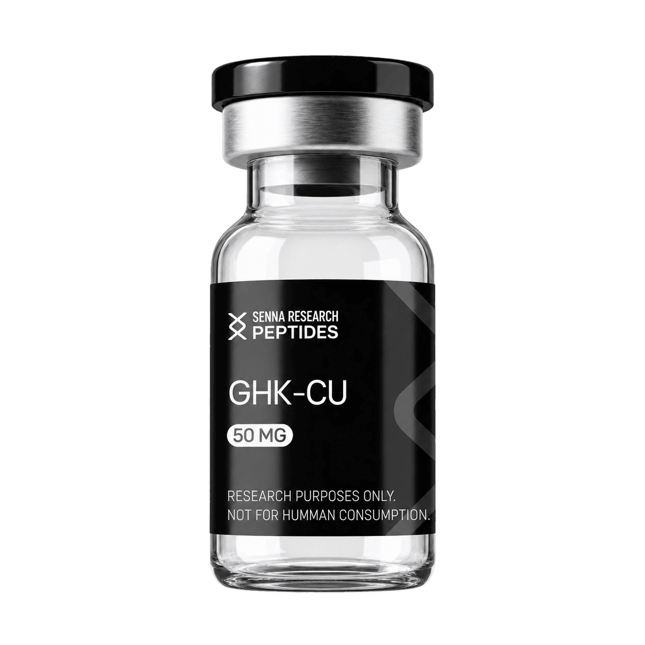 GHK-Cu 50 mg Senna Research Peptides glass research vial