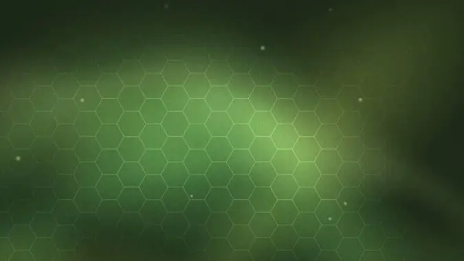 Soft green hexagonal lattice pattern on a dark background